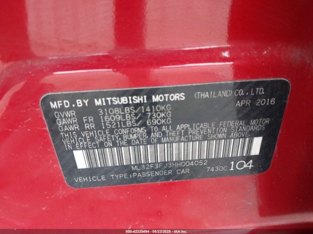 2017 MITSUBISHI MIRAGE G4 ML32F3FJ3HH004052 Photo 8