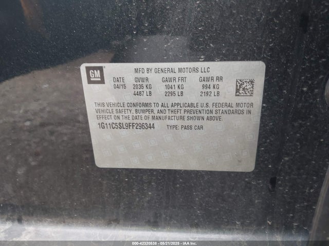 Chevrolet MALIBU 1LT 2015 1G11C5SL9FF296344 Image 9