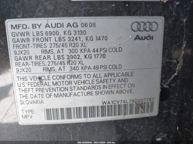 2009 AUDI Q7 WA1CV74L79D007782 Photo 8