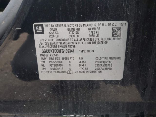 3GCUKTEC8FG189341 Chevrolet Silverado 1500 High Country