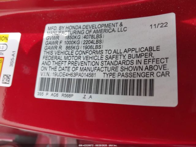 19UDE4H63PA014581 Acura Integra A-spec Technology