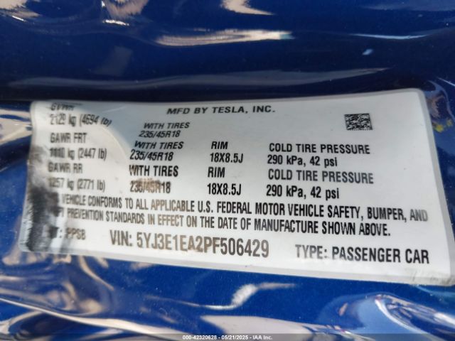 2023 TESLA MODEL 3 5YJ3E1EA2PF506429 Photo 8