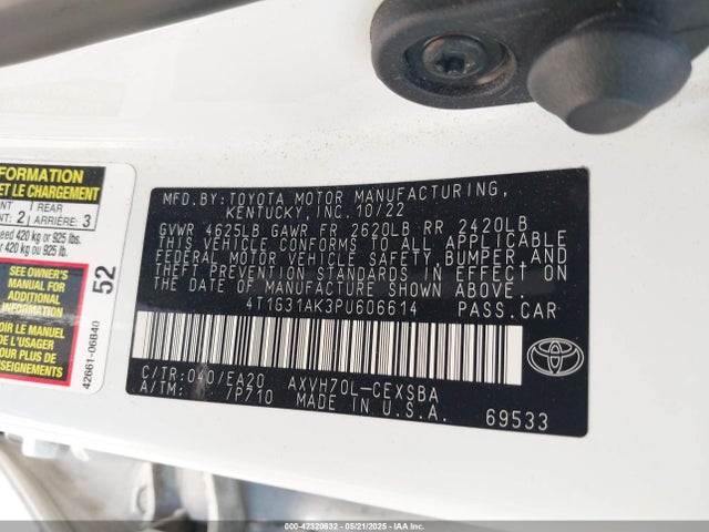 Toyota a25a-fxs, 3nm 2023 4T1G31AK3PU606614 Image 9