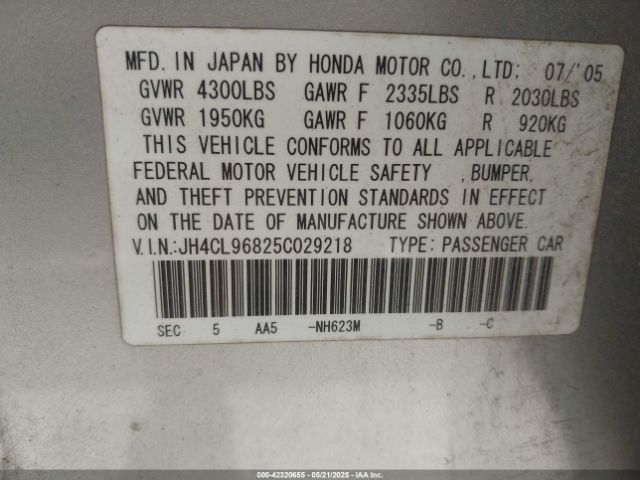 2005 ACURA TSX JH4CL96825C029218 Photo 8