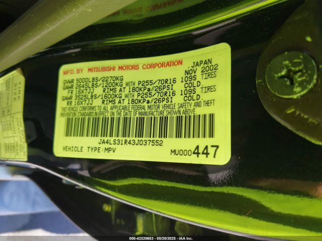 2003 MITSUBISHI MONTERO SPORT JA4LS31R43J037552 Photo 8