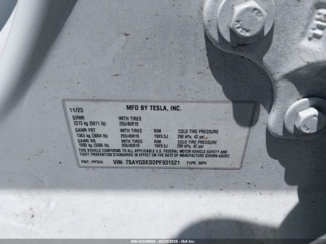 2023 TESLA MODEL Y 7SAYGDED2PF931521 Photo 8