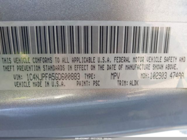 1C4NJPFA5GD600883 Jeep Patriot High Altitude Edition