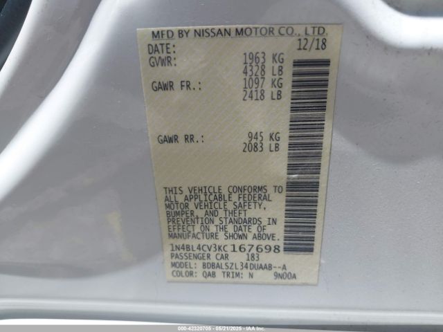 1N4BL4CV3KC167698 Nissan 2019