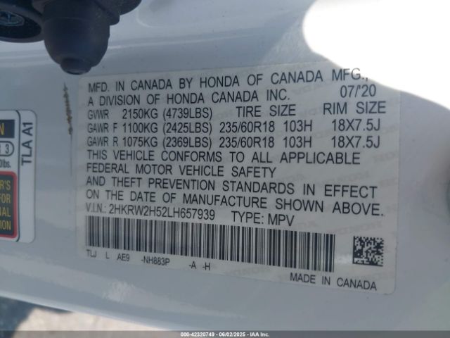 2020 HONDA CR-V 2HKRW2H52LH657939 Photo 8