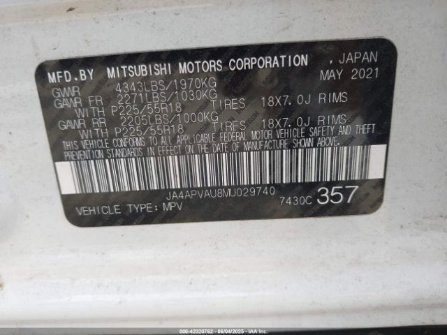 2021 MITSUBISHI OUTLANDER SPORT JA4APVAU8MU029740 Photo 8
