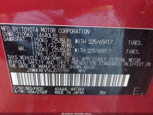 JTMBFREV5GJ070789 Toyota RAV4 LE