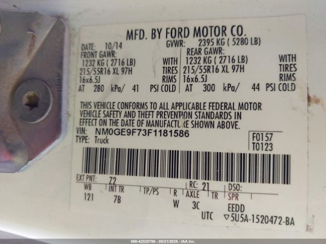 NM0GE9F73F1181586 Ford Transit Connect Xlt