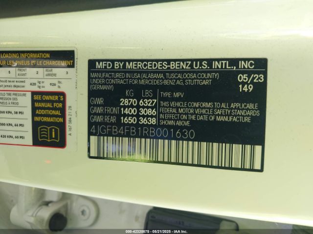 4JGFB4FB1RB001630 Mercedes-Benz m264