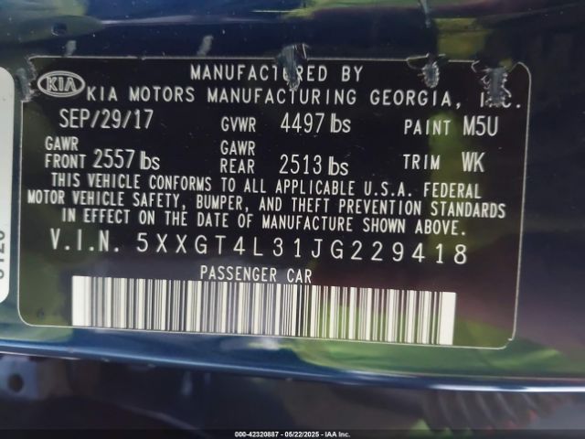 5XXGT4L31JG229418 KIA Optima Lx
