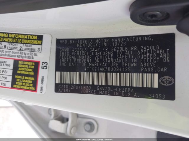 4T1KZ1AK7RU094125 Toyota 2gr-fks
