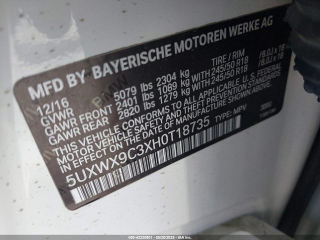 2017 BMW X3 5UXWX9C3XH0T18735 Photo 8