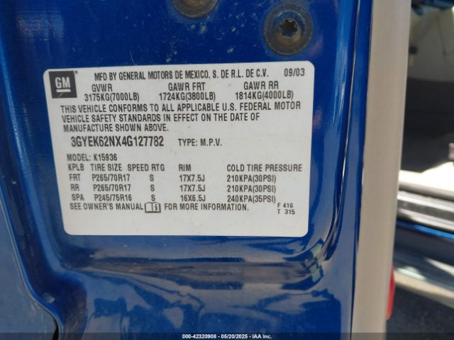 2004 CADILLAC ESCALADE EXT 3GYEK62NX4G127782 Photo 8