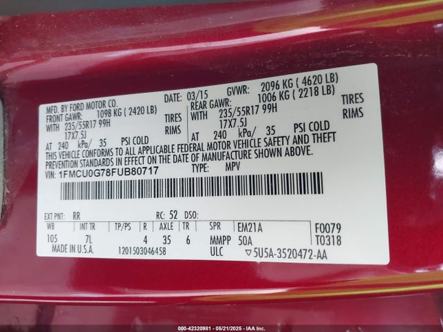 1FMCU0G78FUB80717 Ford Escape