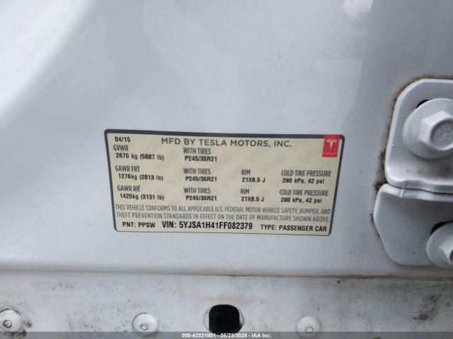 2015 TESLA MODEL S 5YJSA1H41FF082379 Photo 8