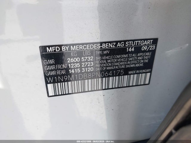 W1N9M1DB8PN064175 Mercedes-Benz eqb-class