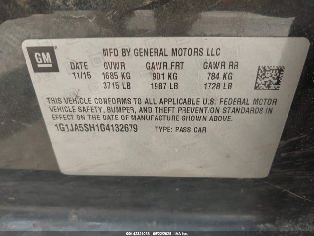 1G1JA5SH1G4132679 Chevrolet luw - e85 max