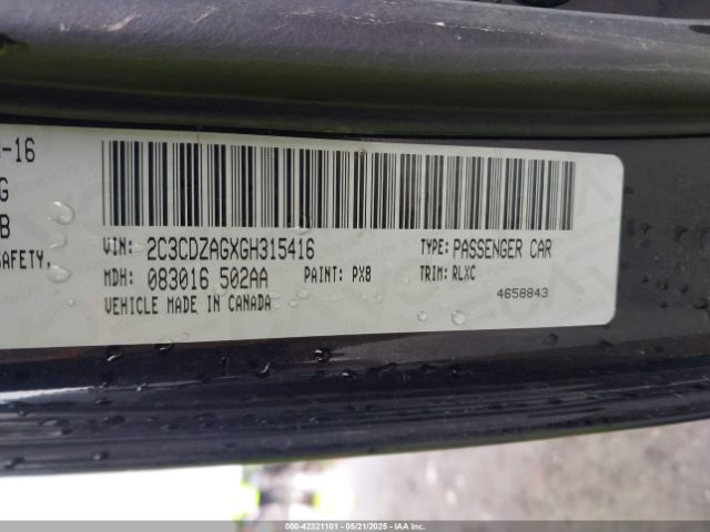 2C3CDZAGXGH315416 Dodge Challenger Sxt Plus