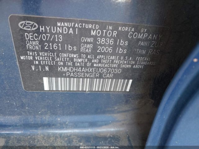 KMHDH4AHXEU067030 Hyundai Elantra Sport