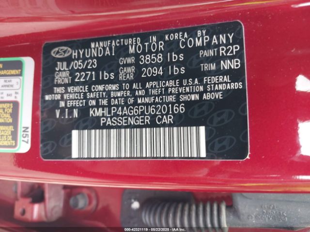 KMHLP4AG6PU620166 Hyundai Elantra Limited