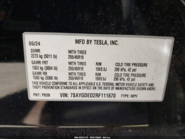 7SAYGDED2RF111670 Tesla Model Y Long Range Dual Motor All-wheel Drive/rwd