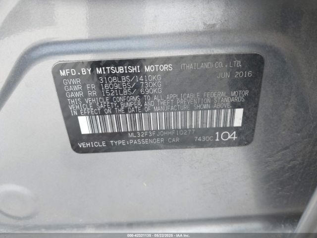 2017 MITSUBISHI MIRAGE G4 ML32F3FJ0HHF10277 Photo 8