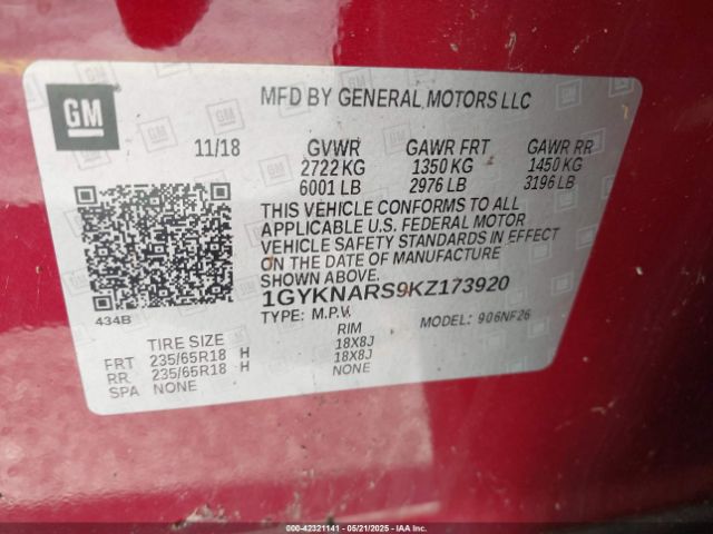 2019 CADILLAC XT5 1GYKNARS9KZ173920 Photo 8