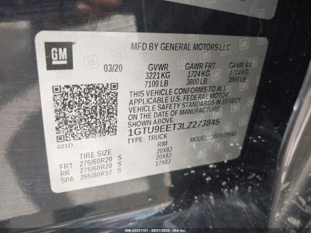 2020 GMC SIERRA 1500 1GTU9EET3LZ273845 Photo 8