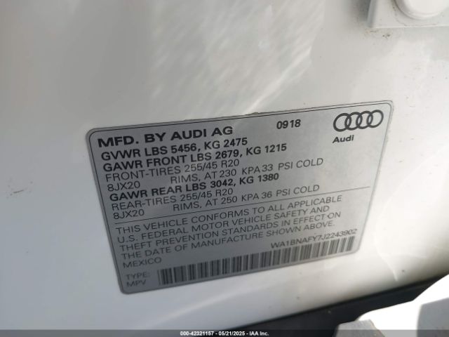 2018 AUDI Q5 WA1BNAFY7J2243902 Photo 8