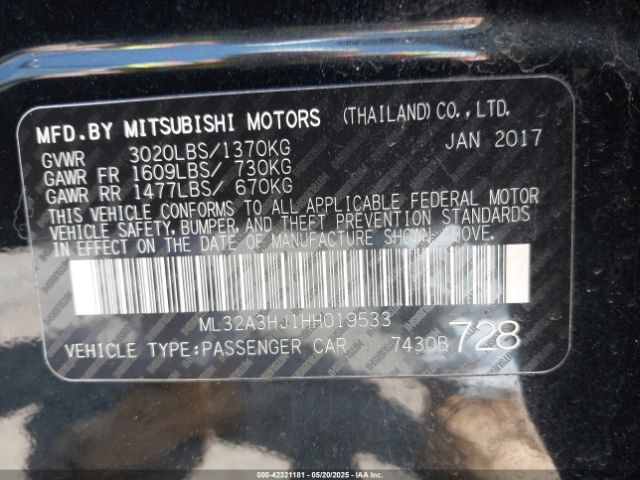 2017 MITSUBISHI MIRAGE ML32A3HJ1HH019533 Photo 8