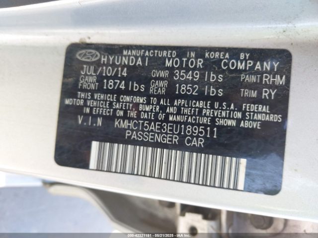 KMHCT5AE3EU189511 Hyundai ACCENT GS