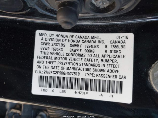 2016 HONDA CIVIC 2HGFC2F50GH527818 Photo 8