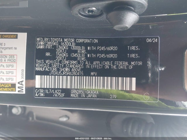 JTEKU5JR5R6280415 Toyota 1gr-fe