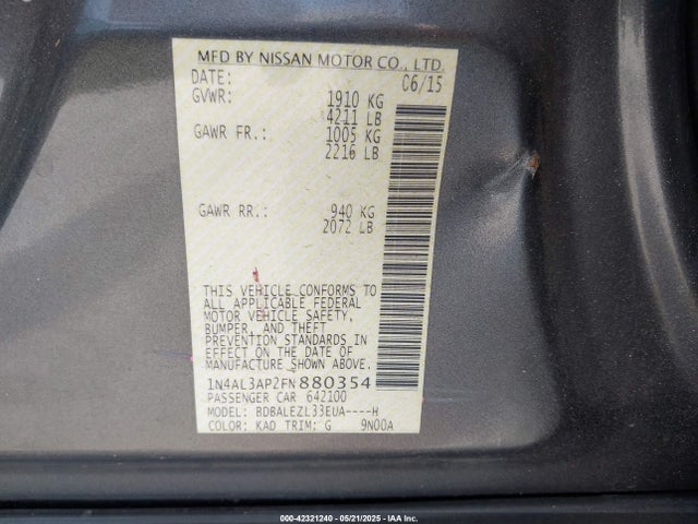 1N4AL3AP2FN880354 Nissan Altima 2.5 S