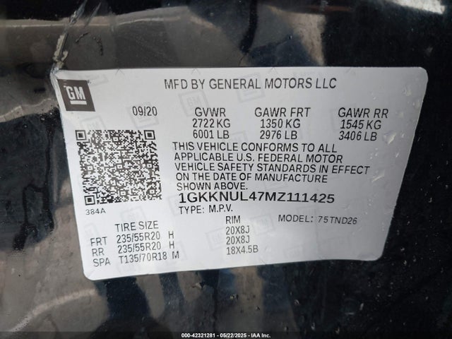 1GKKNUL47MZ111425 GMC lsy - sidi, vvt, alum, var 3