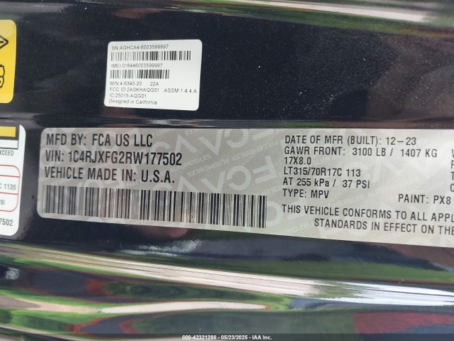 1C4RJXFG2RW177502 Jeep Wrangler