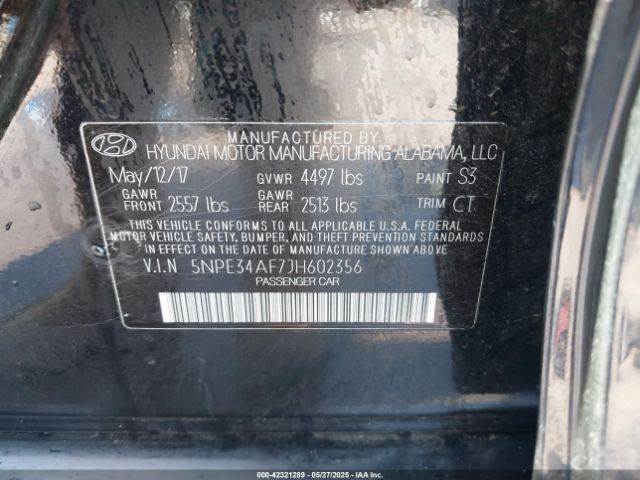 5NPE34AF7JH602356 Hyundai Sonata Limited