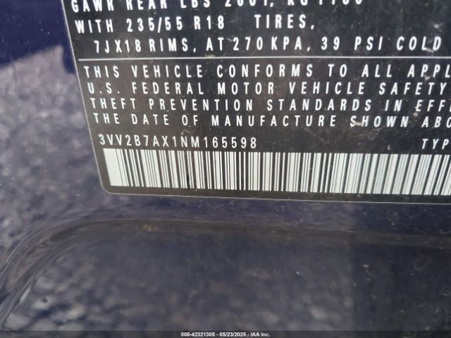 2022 VOLKSWAGEN TIGUAN 3VV2B7AX1NM165598 Photo 8