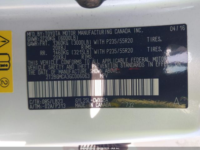 2T2BGMCA3GC006063 Lexus RX 450H