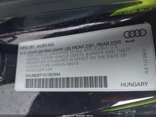 WAUB8GFF1G1050994 Audi A3 2.0t Premium
