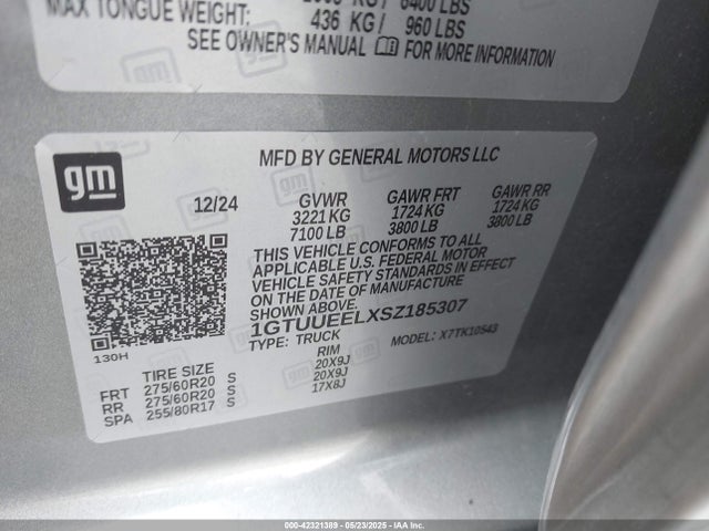 1GTUUEELXSZ185307 GMC l87