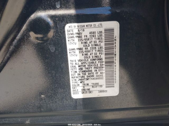 2019 NISSAN ROGUE JN8AT2MT7KW266552 Photo 8