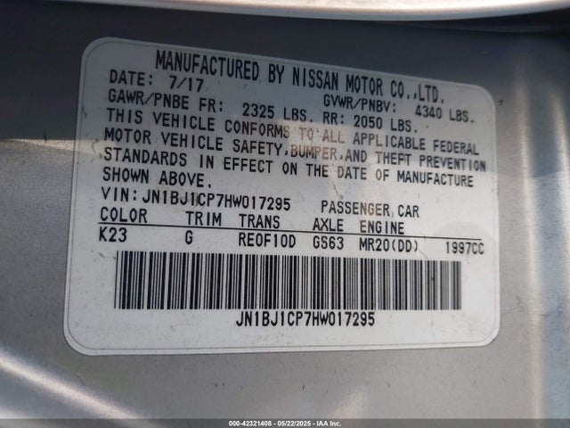 JN1BJ1CP7HW017295 Nissan 2017
