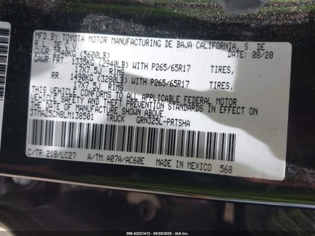 3TMAZ5CN8LM138501 Toyota Tacoma Trd Sport