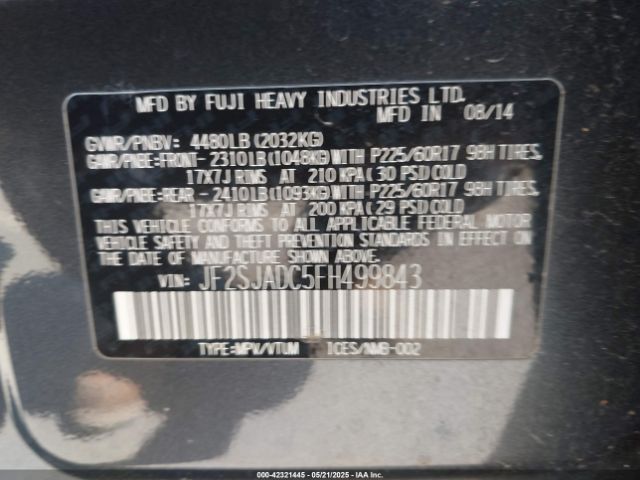 JF2SJADC5FH499843 Subaru Forester 2.5i Premium