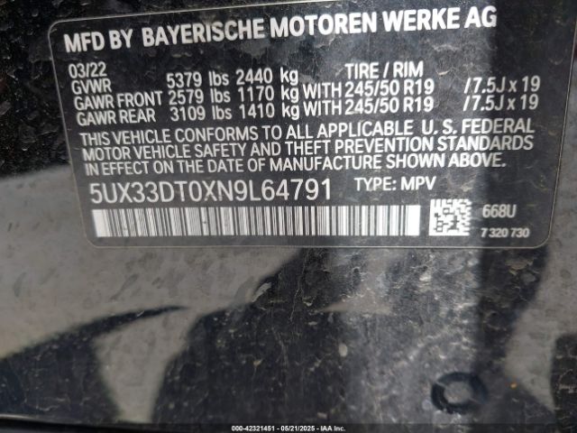 2022 BMW X4 5UX33DT0XN9L64791 Photo 8